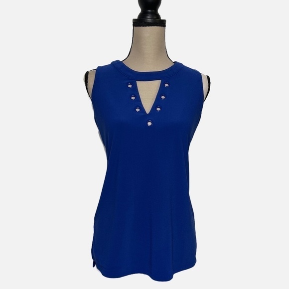 I•N•C BLUE TOP WITH GROMMETS size Medium - Picture 1 of 6